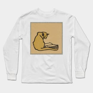 Cat Reading a Book. Vintage print proving the intelligence of cats. Long Sleeve T-Shirt